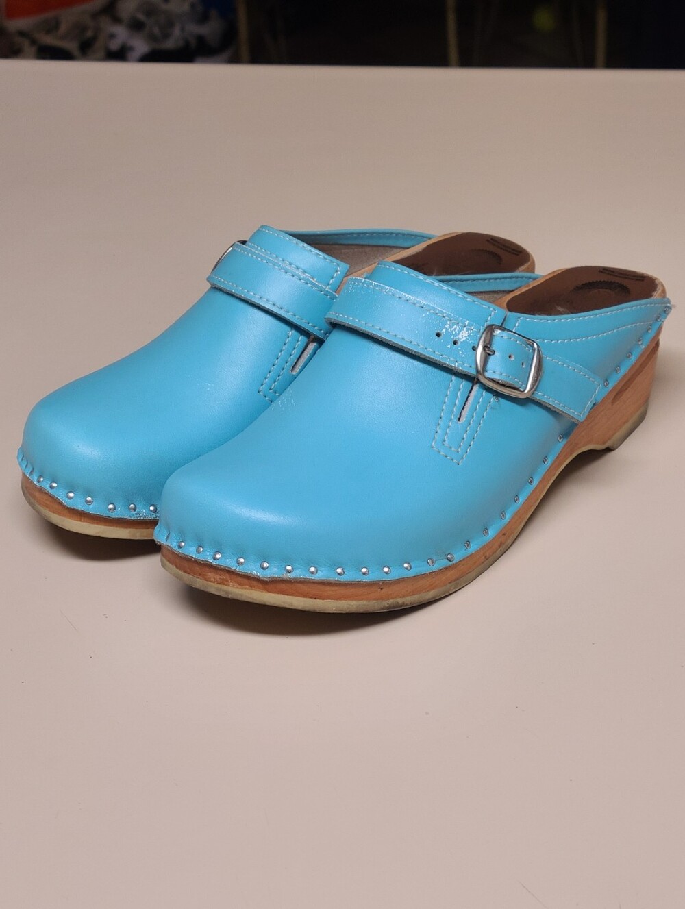 Troentorp Toffelfabrik Swedish handmade leather clogs size 37